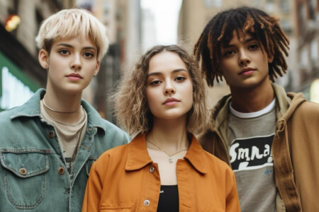 After AI face swap: group photo with gender-swapped faces